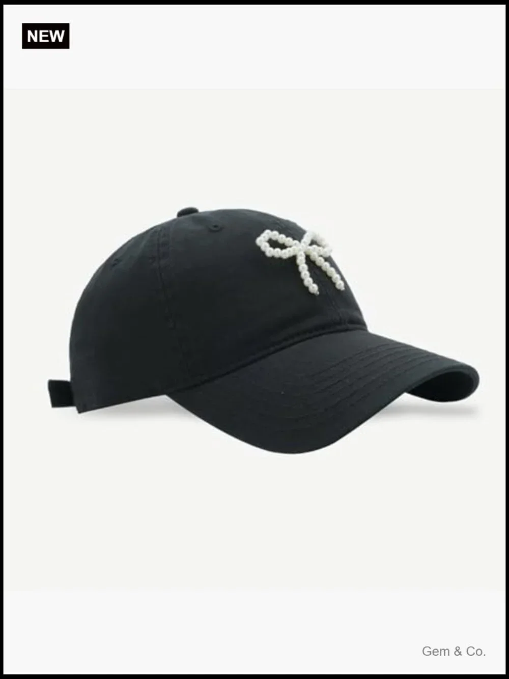 Women's Cute Pearl Bow Baseball Cap Adjustable Summer Sun Hat One Size